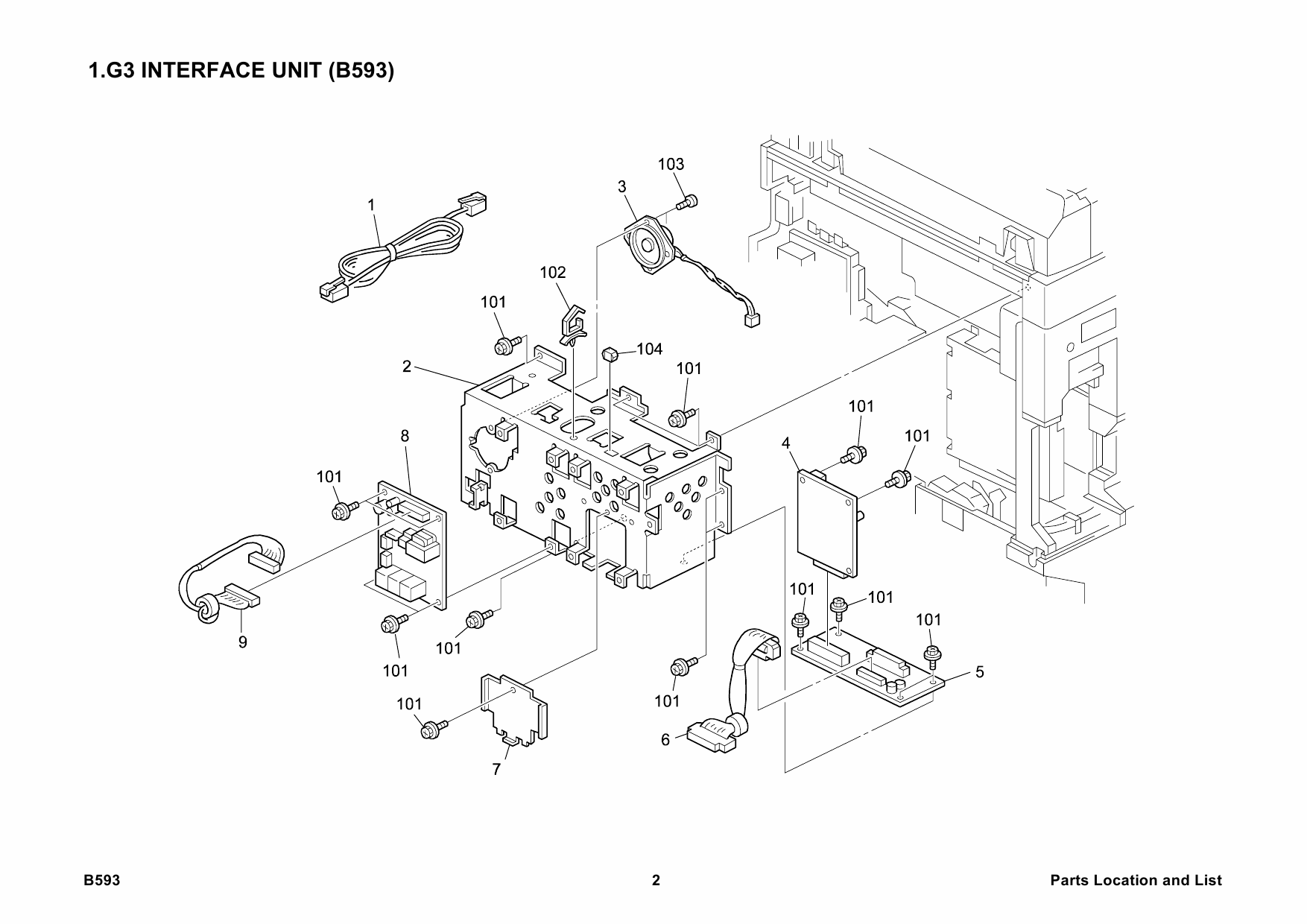 RICOH Options B593 G3-INTERFACE-UNIT-TYPE-2027 Parts Catalog PDF download-2